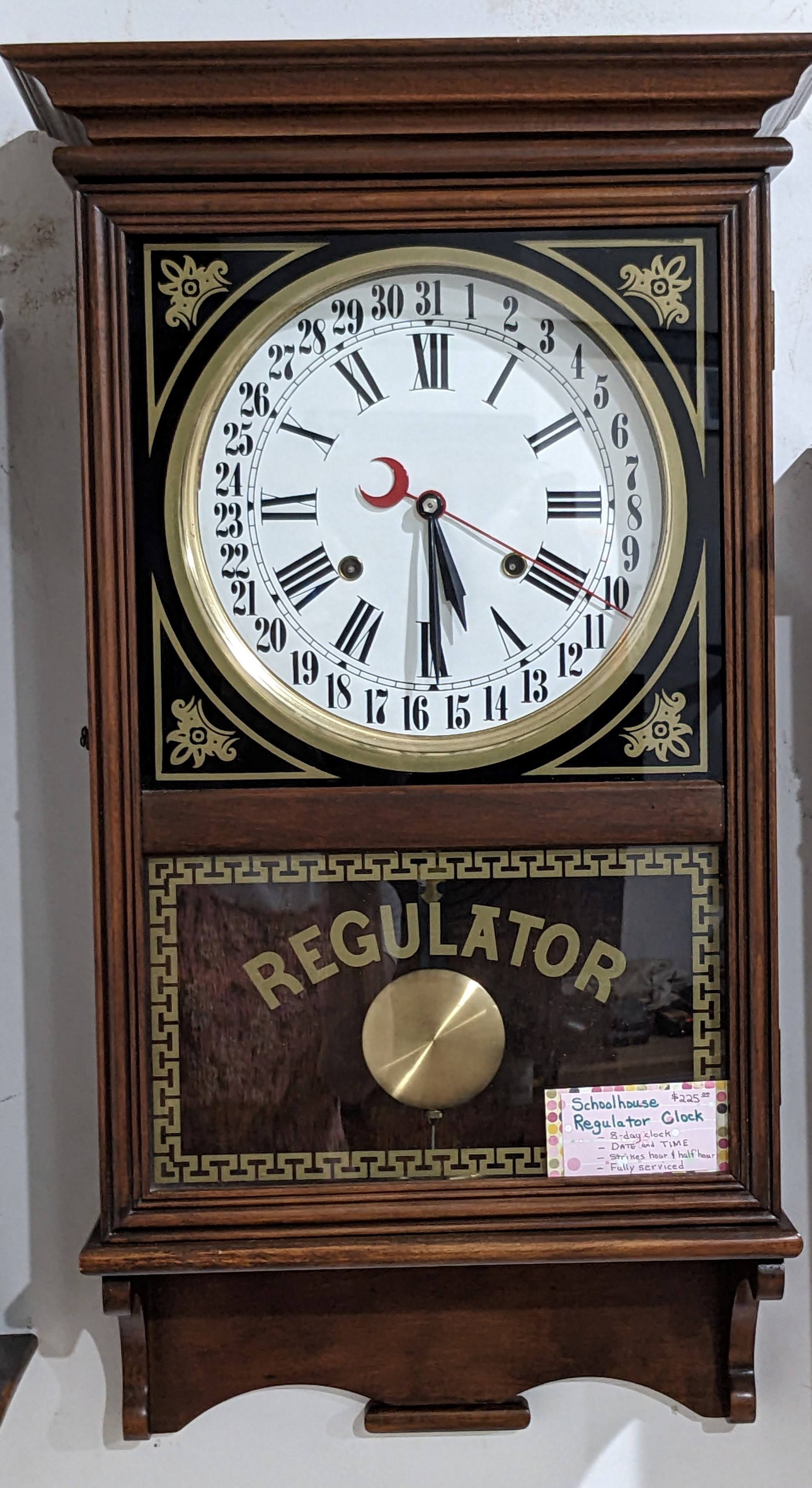Regulator schoolhouse clock — $225