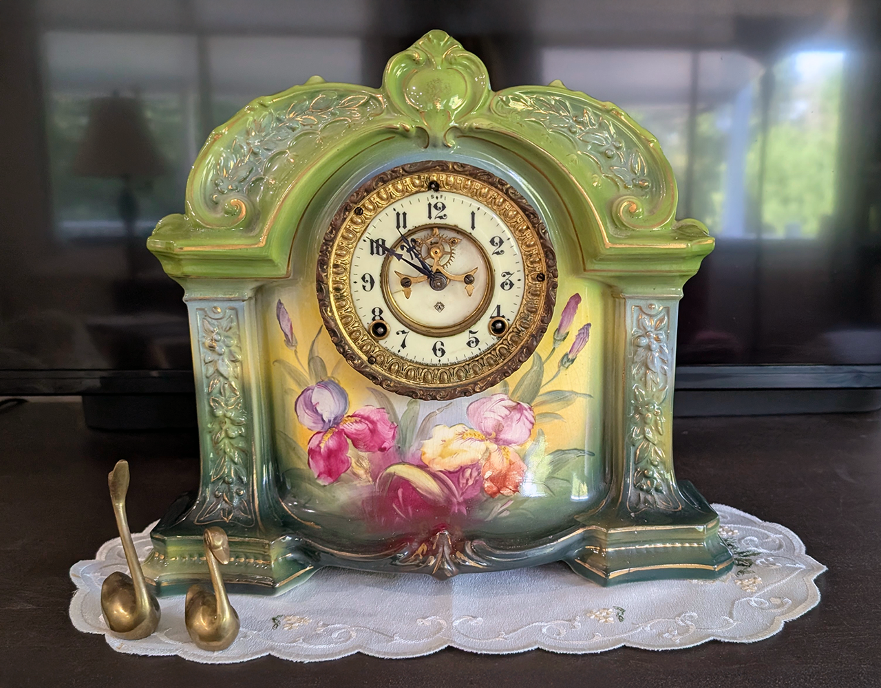 Ansonia Porcelain Mantle Clock — $325